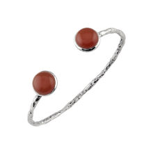 Tribe Amrapali Silver Textured Red Onyx Bangle
