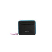 SILVIANO Black Genuine Leather Zip Round Wallet Rfid Gift Box Included 4 Card Slots