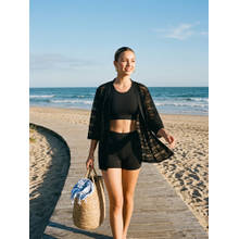 Keepfit Women Black Swim Top and Short with Kimono Cover-Up