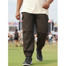 Bewakoof Men's Chocolate Brown Oversized Plus Size Cargo Jogger Pants