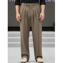 Bewakoof Men's Brown Loose Fit Korean Pants