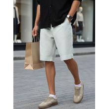 Bewakoof Men's Light Grey Oversized Cotton Linen Shorts