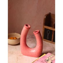 WEAVING HOMES Pink U Shaped Vase for Home Decor