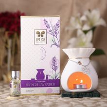 Iris French Lavender Fragrance Vaporizer With Jar,2 Tealights And 15Ml Oil