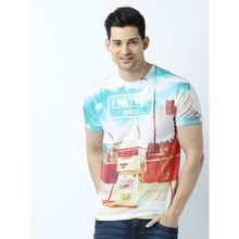 Huetrap Mens Printed Round Neck White T-Shirt