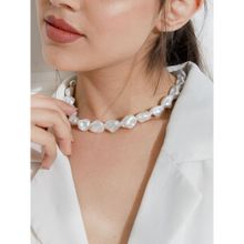 Toniq White Baroque Pearl Choker Necklace for Women