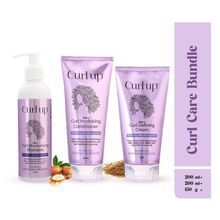 Curl Up Curl Care Bundle with Curly Hair Shampoo, Conditioner and Leave In Curl Defining Cream