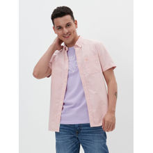 American Eagle Men Pink Short Sleeve Everyday Oxford Button Up Shirt
