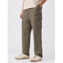 The Souled Store Olive Cotton Button Fly Cargo Pant