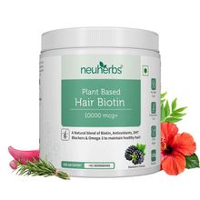 Neuherbs Plant-Based Hair Biotin 10000 mcg Sesbania, With Natural DHT Blockers & Omega-3