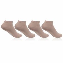 Bonjour Women Plain Cotton Secret Length Socks In Skin Color (Pack of 4)