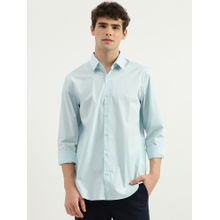 United Colors of Benetton Blue Slim Fit Spread Collar Solid Shirt