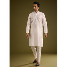 KALKI FASHION Off White Silk with Thread and Mirror Work Kurta with Pant (Set of 2)