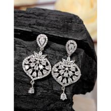 Crunchy Fashion Silver-Plated Contemporary Sparkling American Diamond-AD Stone Earrings