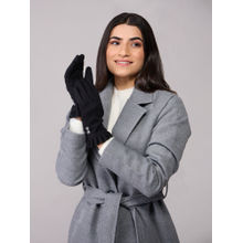 Twenty Dresses by Nykaa Fashion Black Frill Edged Buttoned Winter Gloves