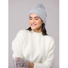 Twenty Dresses by Nykaa Fashion Grey Cable Knitted Winter Beanie