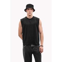 Snitch Black Solid Sleeveless Regular Casual T-Shirt for Men