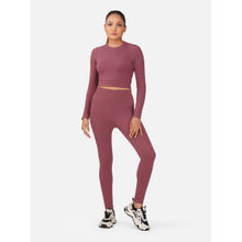Wear Jukebox Sculptflex Seamless Mauve Crop Top with Tights (Set of 2)
