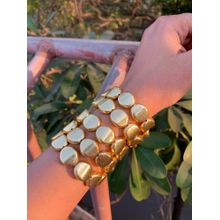 AMOSSH Anti Tarnish Oval Shaped Stackable Chunky Bracelets (Pack of 5)