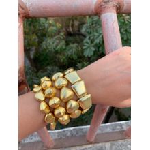 AMOSSH Anti Tarnish Stackable Chunky Various Shaped Bracelets (Pack of 4)