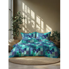 GRES Home 120TC 100% Cotton Double Bedsheet With 2 Pillow Covers - Serene Blue