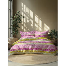 GRES Home 120TC 100% Cotton Super King Bedsheet with 2 Pillow Covers - Light Pink