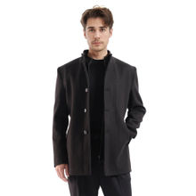 Rare Rabbit Fanzo Black Plain Relaxed Fit Coat