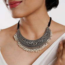 Teejh Shirin silver oxidised pearl necklace