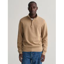GANT Men Khaki Solid Regular Fit Sacker Rib Half Zip Sweatshirt
