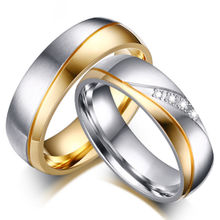 Peora Stainless Steel Cz Silver Gold Wave Wedding Band Couple Rings For Men Women (PFCCR49)