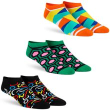 Dynamocks Men & Women Combed Cotton Ankle Length Multi-Colour Socks (Pack of 3)