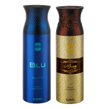 Ajmal Blu Homme & Wisal Dhahab Perfume Deodorant Body Spray For Men