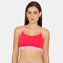 Zivame Beautiful Basics Double Layered Non-Wired Full Coverage Bralette Bra - Rose Red