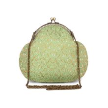 Tarini Nirula Araa Green Embroidered Clutch With Detachable Straps