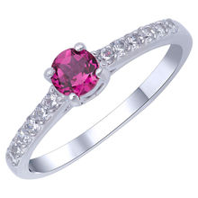Peora 925 Sterling Silver White Gold Rhodium Plated Ruby Make Her Yours Solitaire Ring For Women