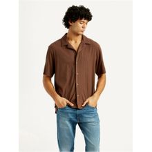 Levi's Mens Textured Relaxed Fit Camp Brown Casual Shirt