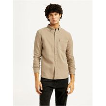 Levi's Mens Solid Slim Fit Beige Casual Shirt