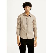 Levi's Mens Solid Slim Fit Beige Casual Shirt