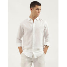 United Colors of Benetton White Slim Fit Spread Collar Solid Shirt