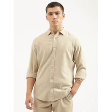 United Colors of Benetton Beige Slim Fit Spread Collar Solid Shirt