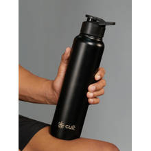 CULT Steel Bottle 1Ltr With Sports Cap Black
