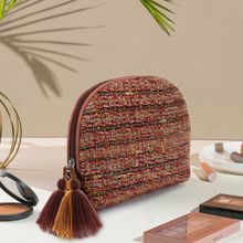 Anekaant Boho Brown & Multi Cotton Acrylic Striped Self Design Travel Accessory Bag