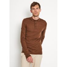 Bruun & Stengade Men Brown Solid Polo Collar Sweater