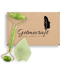 Getmecraft Jade Face Roller And Leaf Shape Gua Sha Massage T...