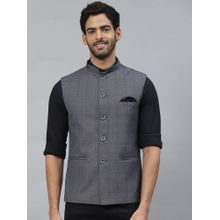 ESSAS club Men Steel Grey Nehru Jacket With Checks