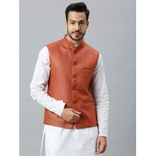ESSAS club Men Rust Solid Nehru Jacket
