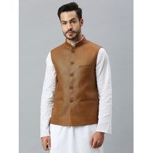ESSAS club Men Tan Brown Solid Nehru Jacket