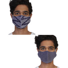 Anekaant Pack Of 2 Navy & Grey 3-Ply Reusable Woven Viscose Fabric Fashion Mask
