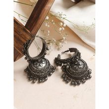 Teejh by Joker and Witch Rabya Silver Oxidised Jhumkis for Women