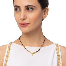 Digital Dress Room Short Mangalsutra One Gram Gold Plated Leaf Design Fancy